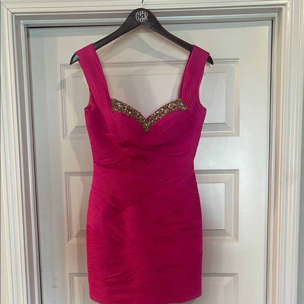 Fuchsia Sherri Hill Beaded mini dress WITH TAGS